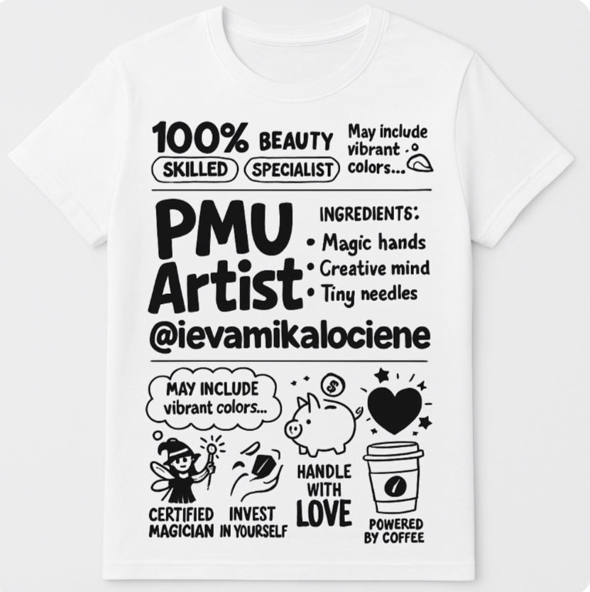 PMU Artist marškinėliai su personalizuotu Instagram tagu